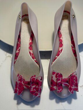 MEL brand (Melissa) Nude women's ballet flat jellies with bow, Size 8 / 39